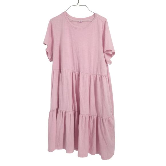 Old Navy Short Sleeve Ruffle Tiered Pink Dress Womens Size Extra Large XL - Picture 1 of 3